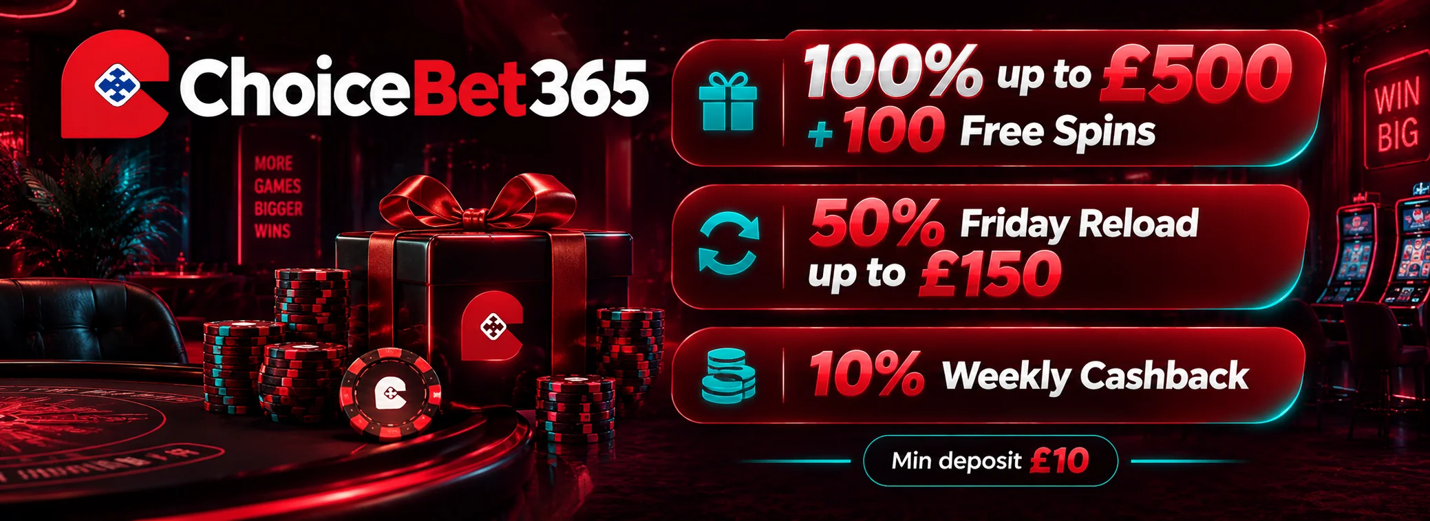 £500 + 100 free spins